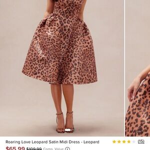 New Fashion Nova Leopard Print Satin Midi Dress